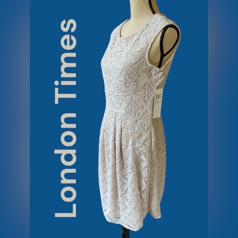 London Times NWT sz 10 classy oatmeal crochet/lined. Back zip/soft material. New - Picture 4 of 15